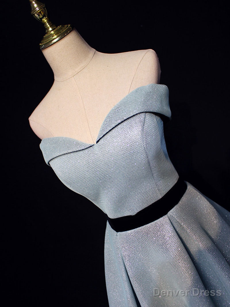 Light Blue A line Long Prom Dress, Blue Formal Evening Dresses – Denver
