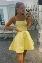 Light Blue A Line Simple Homecoming Dresses