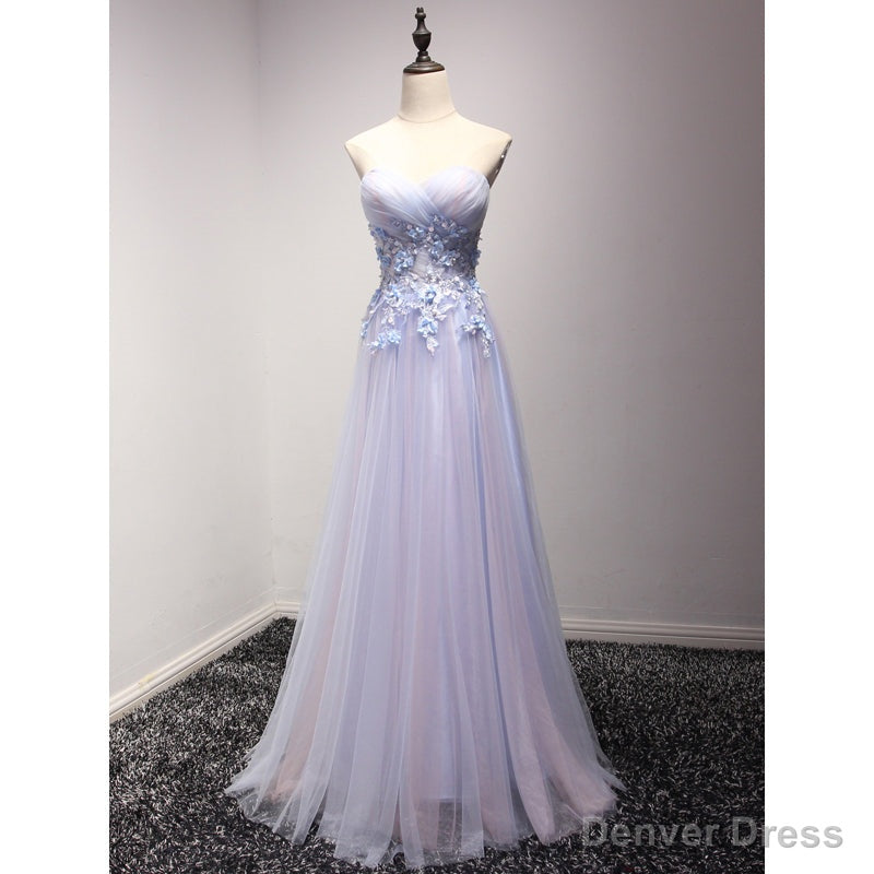 Light Blue and Pink Charming Sweetheart Lace Party Dress , Formal Dress , Formal Gowns