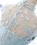 Light Blue Applique Short Prom Dress, Blue Homecoming Dresses