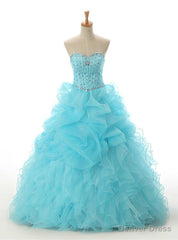 Light Blue Ball Gown Floor Length Sweetheart Quinceanera Dresses