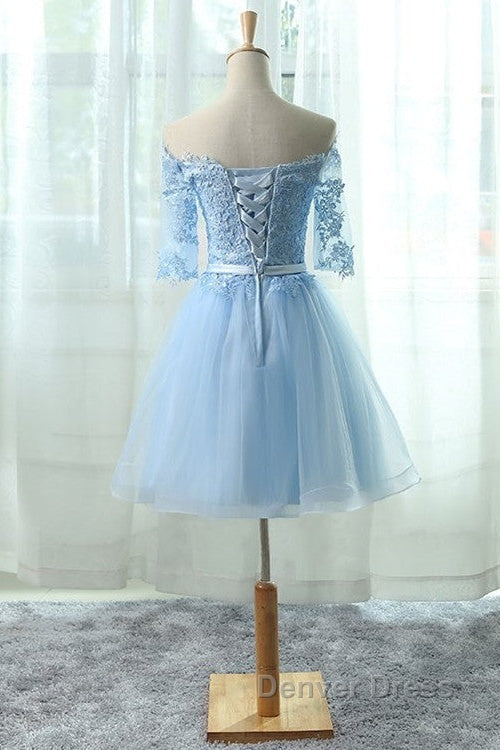 Light Blue Charming Homecoming Dress, Lovely Short Prom Dress