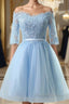 Light Blue Charming Homecoming Dresses, Lovely Short Prom Dresses, Formal Dresses