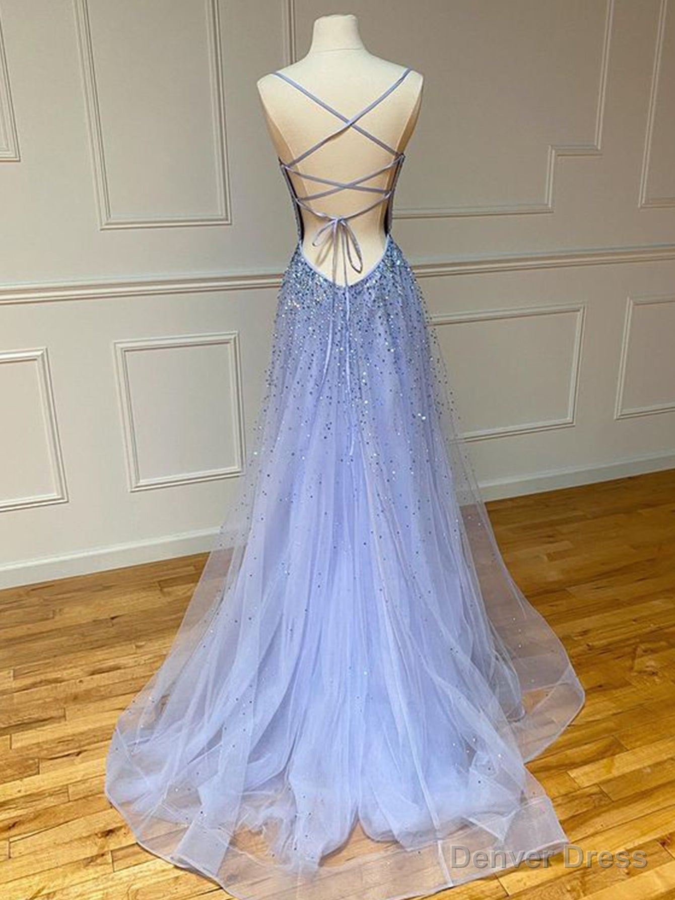 Light Blue Glitter Tulle Long Prom Dress Secondary image