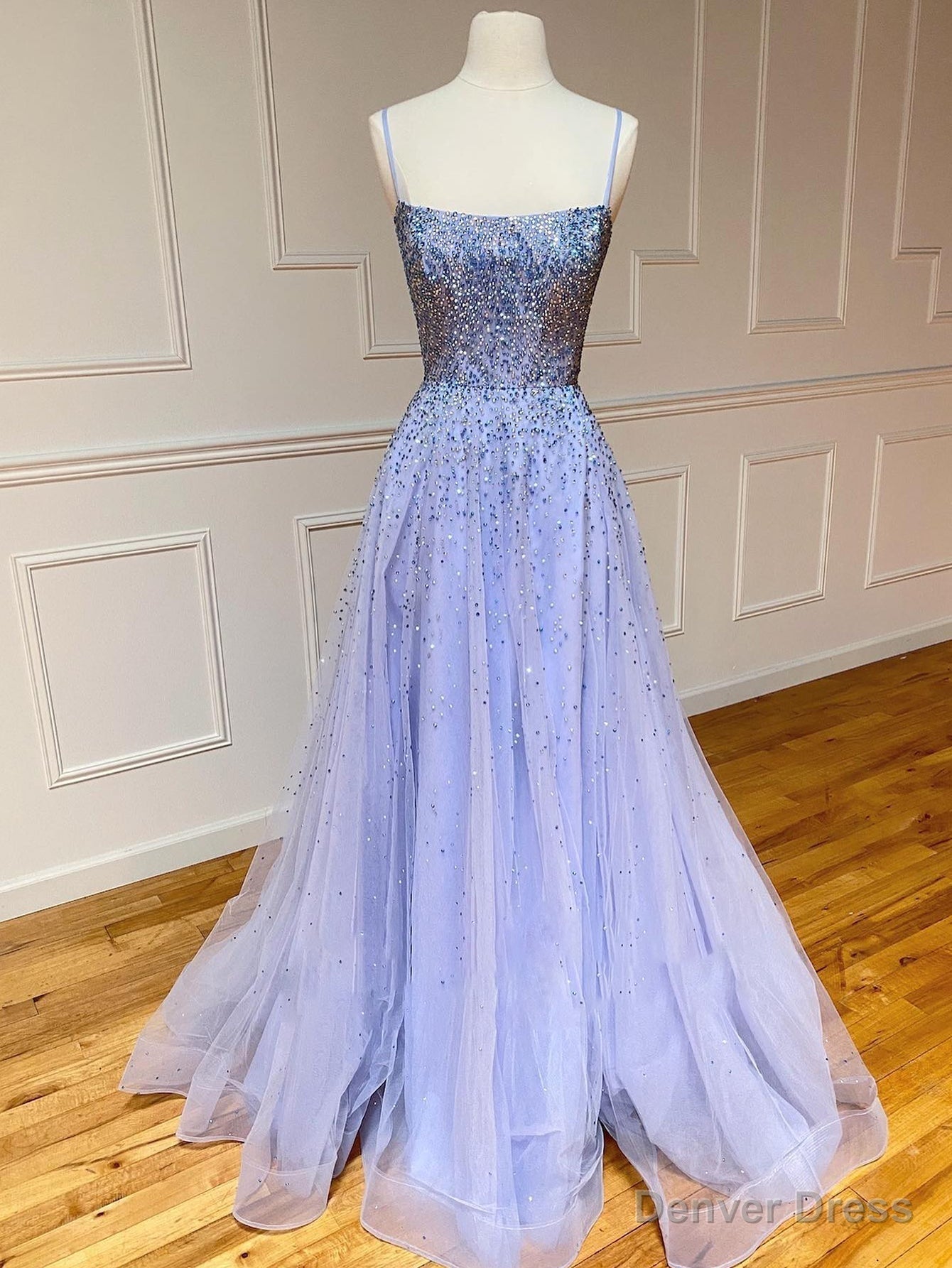 Light Blue Glitter Tulle Long Prom Dress Main image
