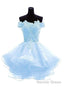 Light Blue Knee Length Homecoming Dress, Cute Short Prom Dress, Party Dress