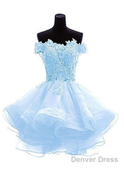 Light Blue Knee Length Homecoming Dress, Cute Short Prom Dress, Party Dress