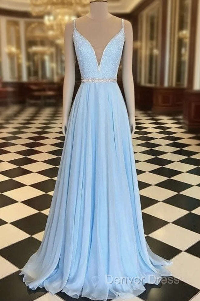 Light Blue Prom Dresses Long , Dresses For Graduation Party, Evening Dresses, Formal Dresses