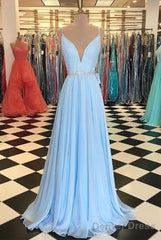 Light Blue Prom Dress Long , Dresses For Graduation Party, Evening Dress, Formal Dress