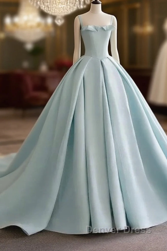 Light Blue Satin Long Ball Gown Quinceanera Dresses Princess Dresses Prom Dresses Main image