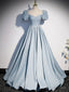 Light Blue Satin Long Prom Dress, Light Blue Prom Sweet 16 Dresses