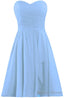 Light Blue Short Bridesmaid Dresses Chiffon Wedding Party Dress