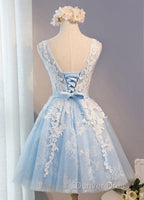 Light Blue Short Homecoming Dress, Lovely Prom Dresses , Prom Gown