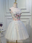 Light Blue Tulle Floral Short Sweetheart Homecoming Dress, Blue Prom Dresses