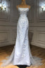 Light Blue Tulle Lace Appliques Long Mermaid Prom Dress, Open Back Party Dress