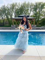 Light Blue Tulle Layered Long Prom Dress Elegant Prom Dresses
