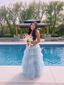 Light Blue Tulle Layered Long Prom Dress Elegant Prom Dresses