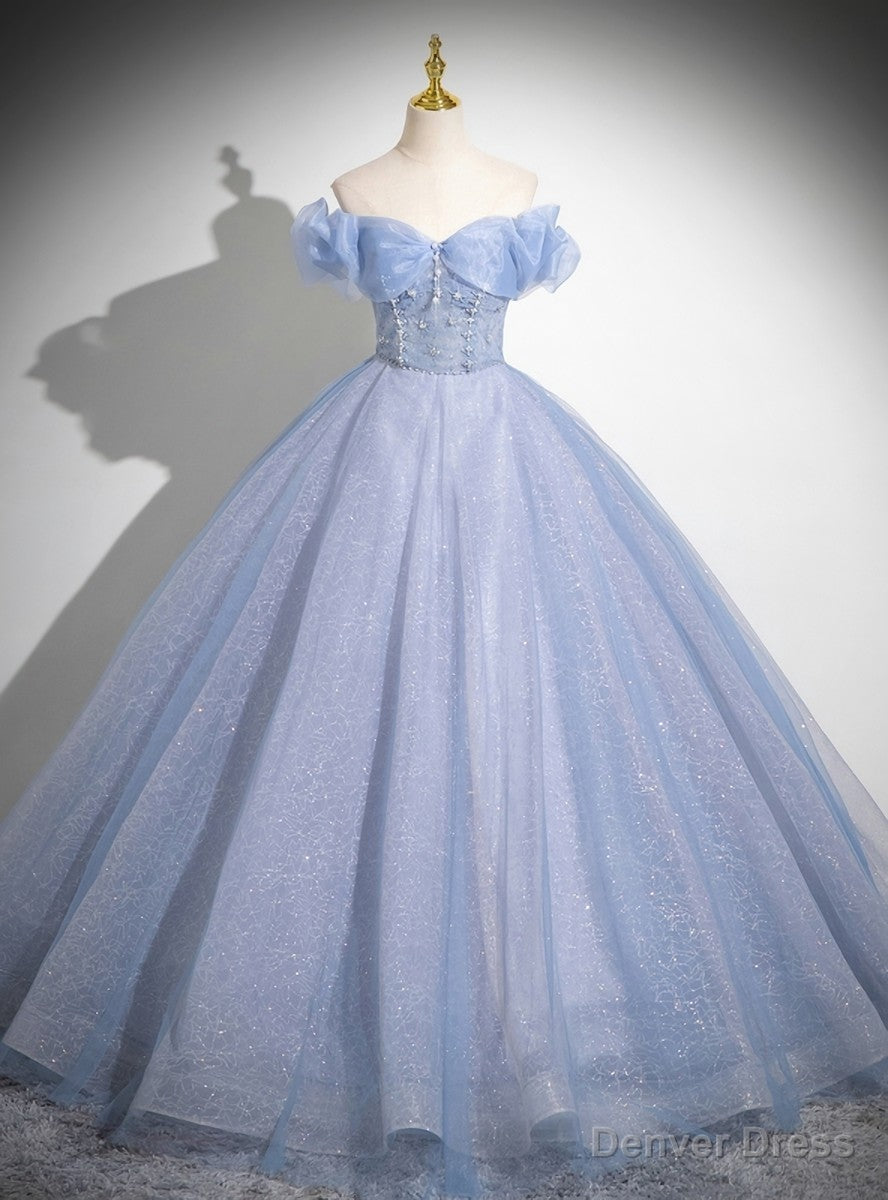 Light Blue Tulle Off the Shoulder Quinceanera Dress Main image