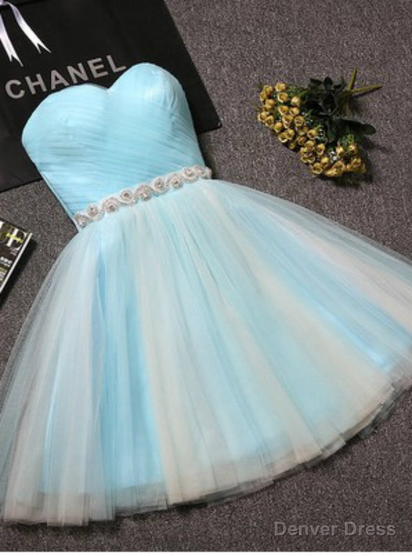Light Blue Tulle With Crystal Homecoming Dresses Main image