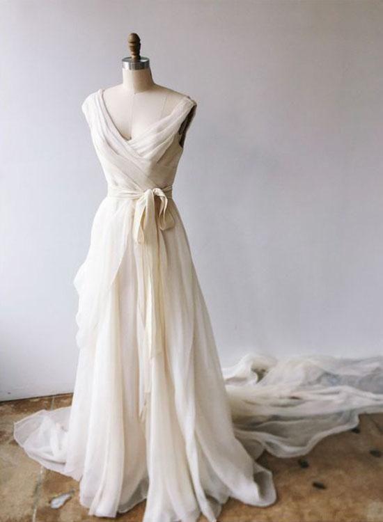 Light Champagne Chiffon Long Prom Dresses. Champagne Evening Dresses Main image