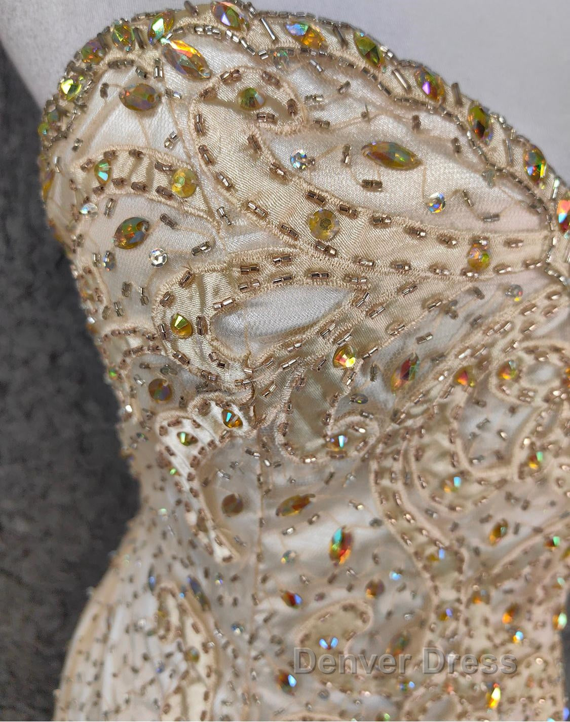 Light Champagne Mermaid Sweetheart Neck Beaded Tulle Long Ball Dresses Vintage Evening Dresses