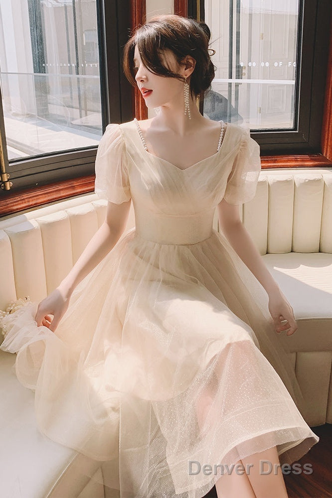 Light Champagne Short Homecoming Dress, Cute Tulle Short Prom Dresses Secondary image