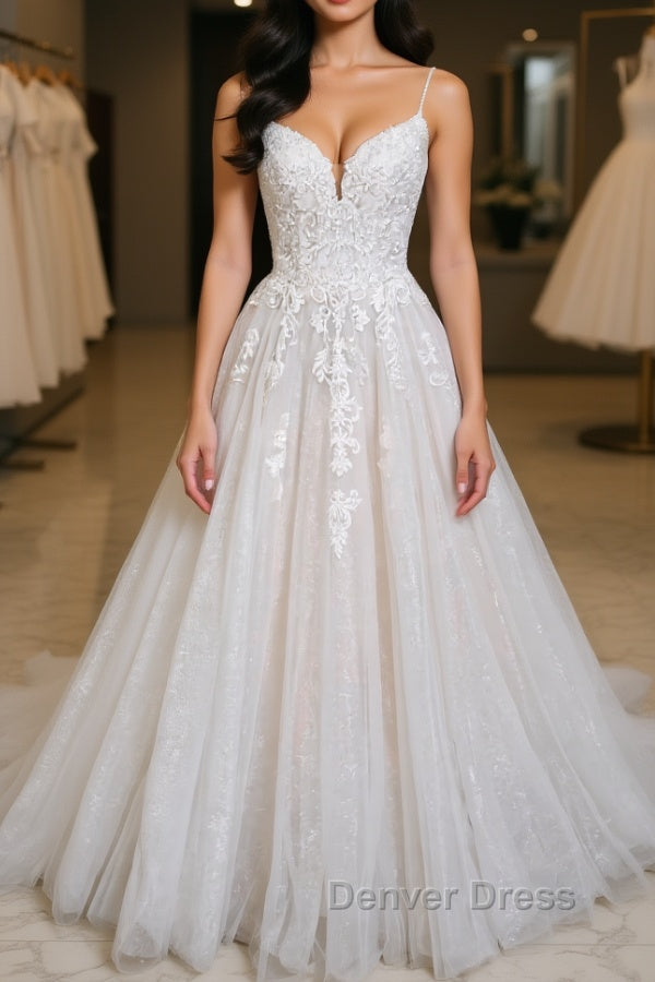 Light champagne tulle lace long prom Dresses lace formal Dresses Main image