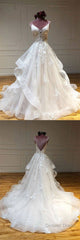 Light Champagne Tulle Lace Long Prom Dress Lace Long Wedding Dress