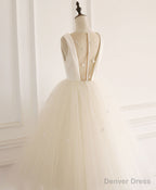 Light Champagne Tulle Short Prom Dress Tulle Homecoming Dresses