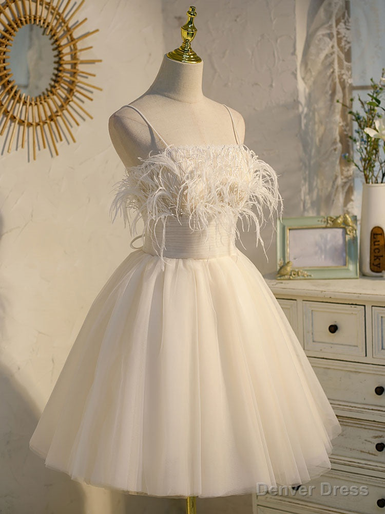 Light Champagne Tulle Short Prom Dress, Tulle Puffy Homecoming Dress Main image