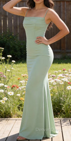 Light Green A-Line Chiffon Long Bridesmaid Dresses