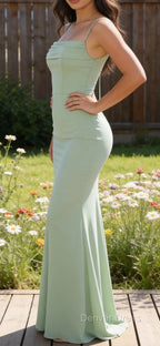 Light Green A-Line Chiffon Long Bridesmaid Dresses