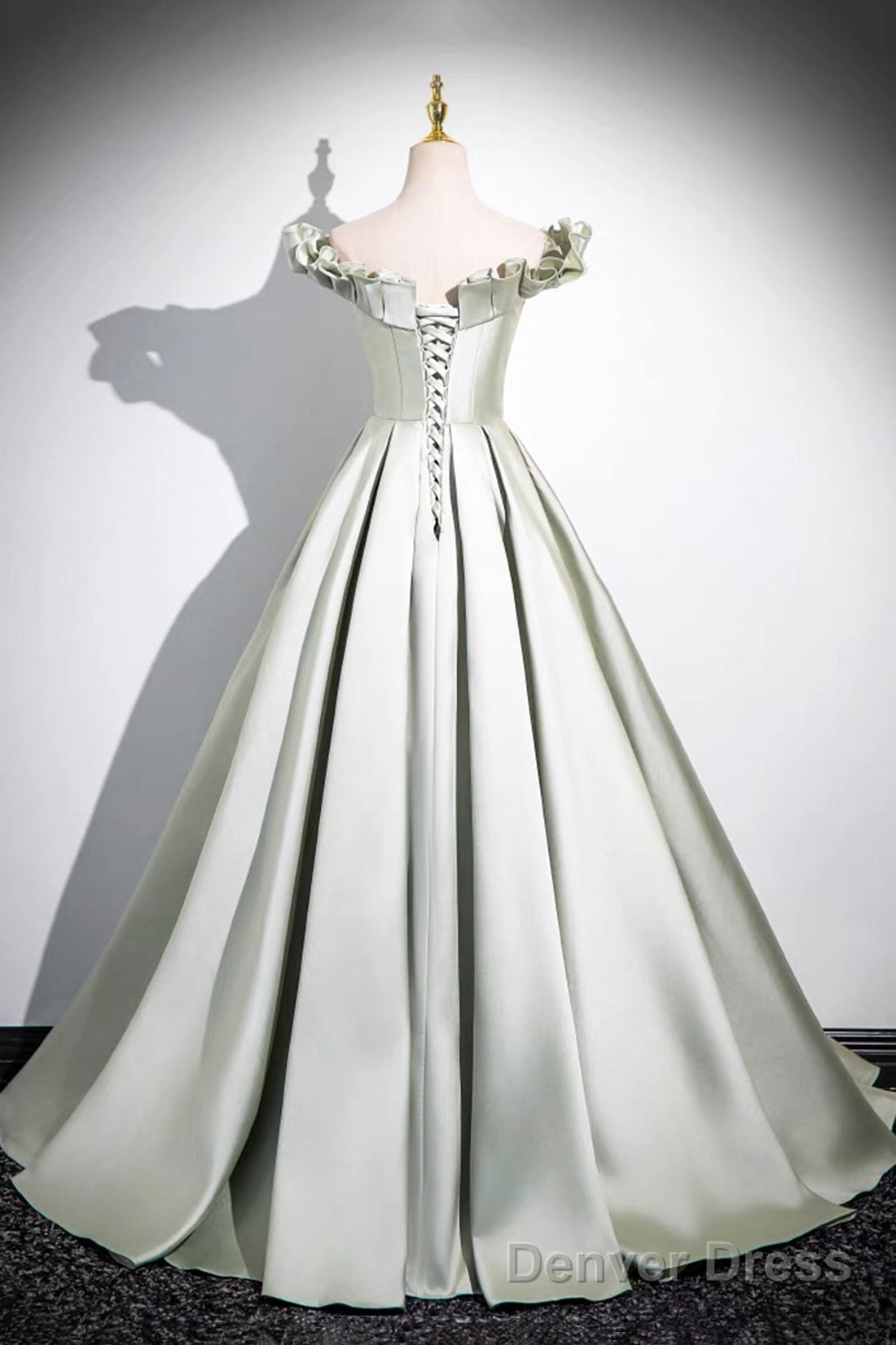 Light Green A-Line Satin Long Prom Dress, Simple Green Strapless Evening Dress