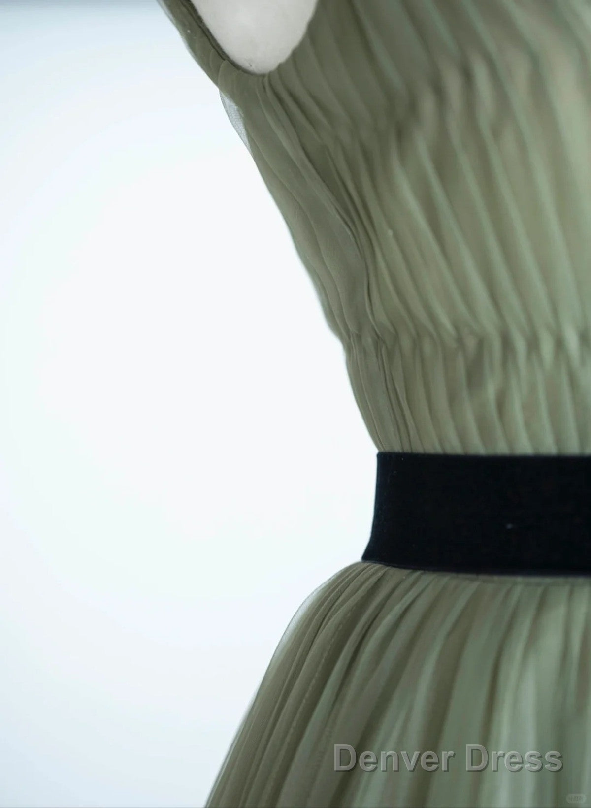 Light Green A-Line Tulle V-Neckline Long Formal Dress, A-Line Floor Length Prom Dress