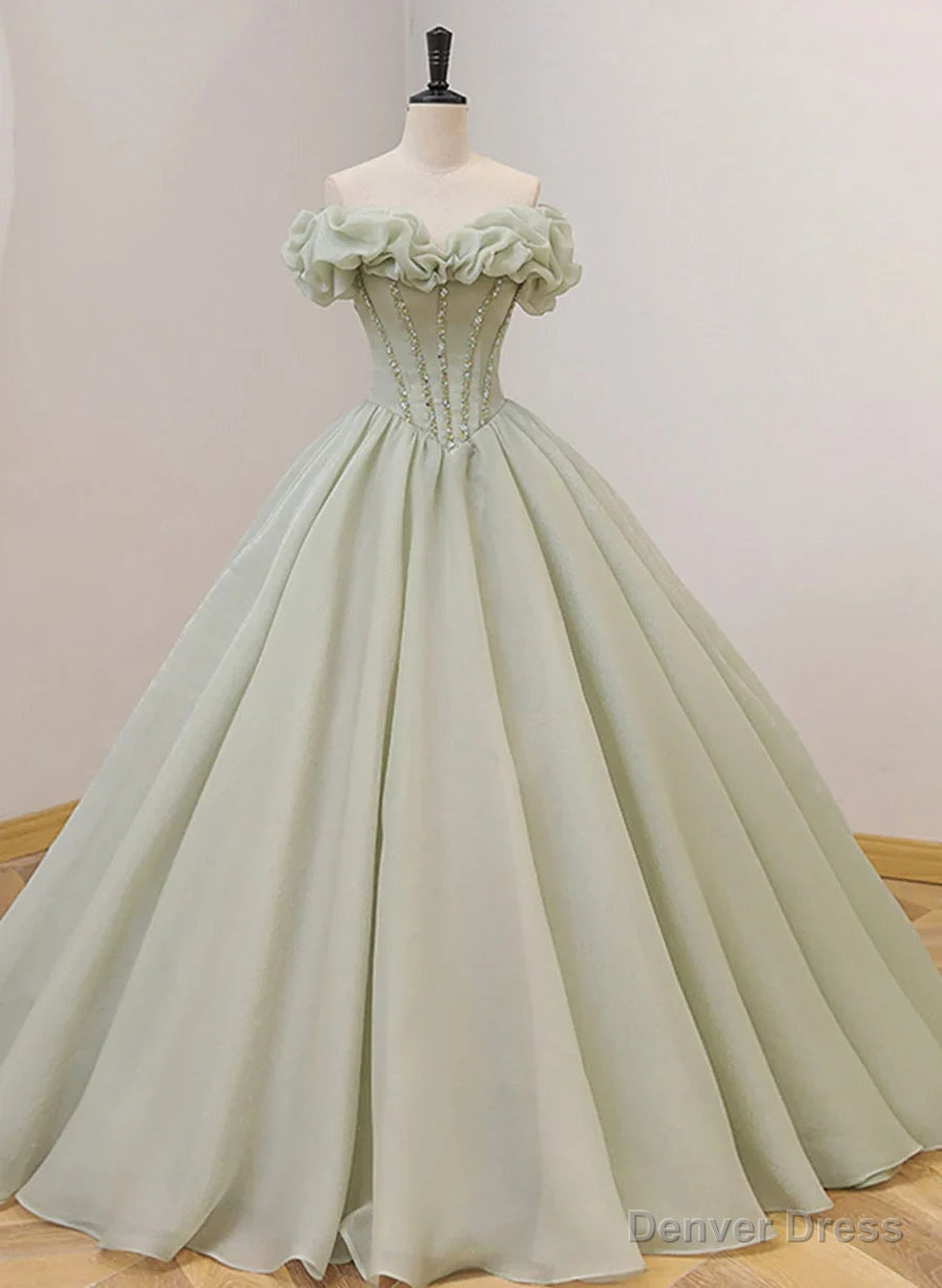 Light Green Ball Gowns Beaded Sweet 16 Dress Green Prom Dress Prom Dress shops