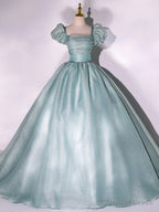 Light Green Ball Gowns Shiny Tulle Sweet 16 Dress, Cute Junior Prom Dresses