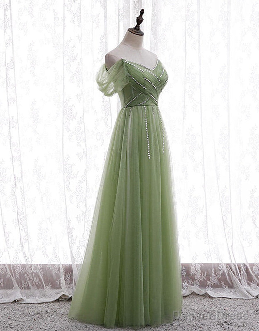 Light Green Beaded Sweetheart Long Party Dress, Green Formal Dress Prom Dress Main image