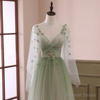 Light Green Gradient Soft Tulle Long Junior Prom Dress Green Formal Dress Party Dress prom dresses shops