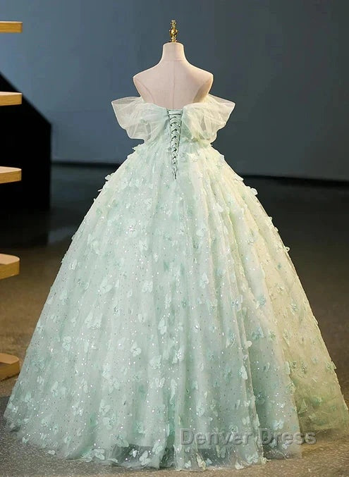 Light Green Lace Sweetheart Long Formal Dresses Prom Dresses Off Shoulder A Line Floor Length Beautiful Secondary image