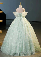 Light Green Lace Sweetheart Long Formal Dresses Prom Dresses Off Shoulder A Line Floor Length Beautiful