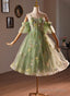 Light Green Sweetheart Tulle Floral Homecoming Dress, Green Short Prom Dresses