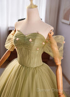 Light Green Sweetheart Tulle Long Formal Dresses, Light Green Prom Dresses Party Dresses