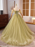 Light Green Sweetheart Tulle Long Formal Dresses, Light Green Prom Dresses Party Dresses