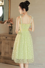 Light Green Tulle Beaded Short Evening Dress, Green Tulle Prom Dress