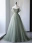 Light Green Tulle Off Shoulder Long Prom Dress Green Sweetheart Prom Dress shops