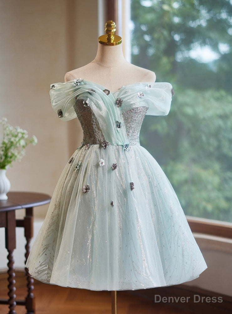 Light Green Tulle Sequins Homecoming Dress Main image