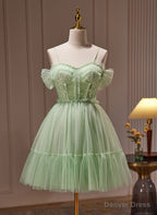 Light Green Tulle Short Party Dress Graduation Dress, Cute Short Formal Dress