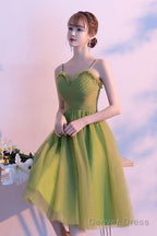 Light Green Tulle Sweetheart Knee Length Prom Dress, Green Homecoming Dresses