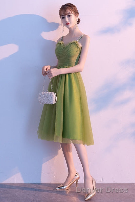 Light Green Tulle Sweetheart Knee Length Prom Dress, Green Homecoming Dresses