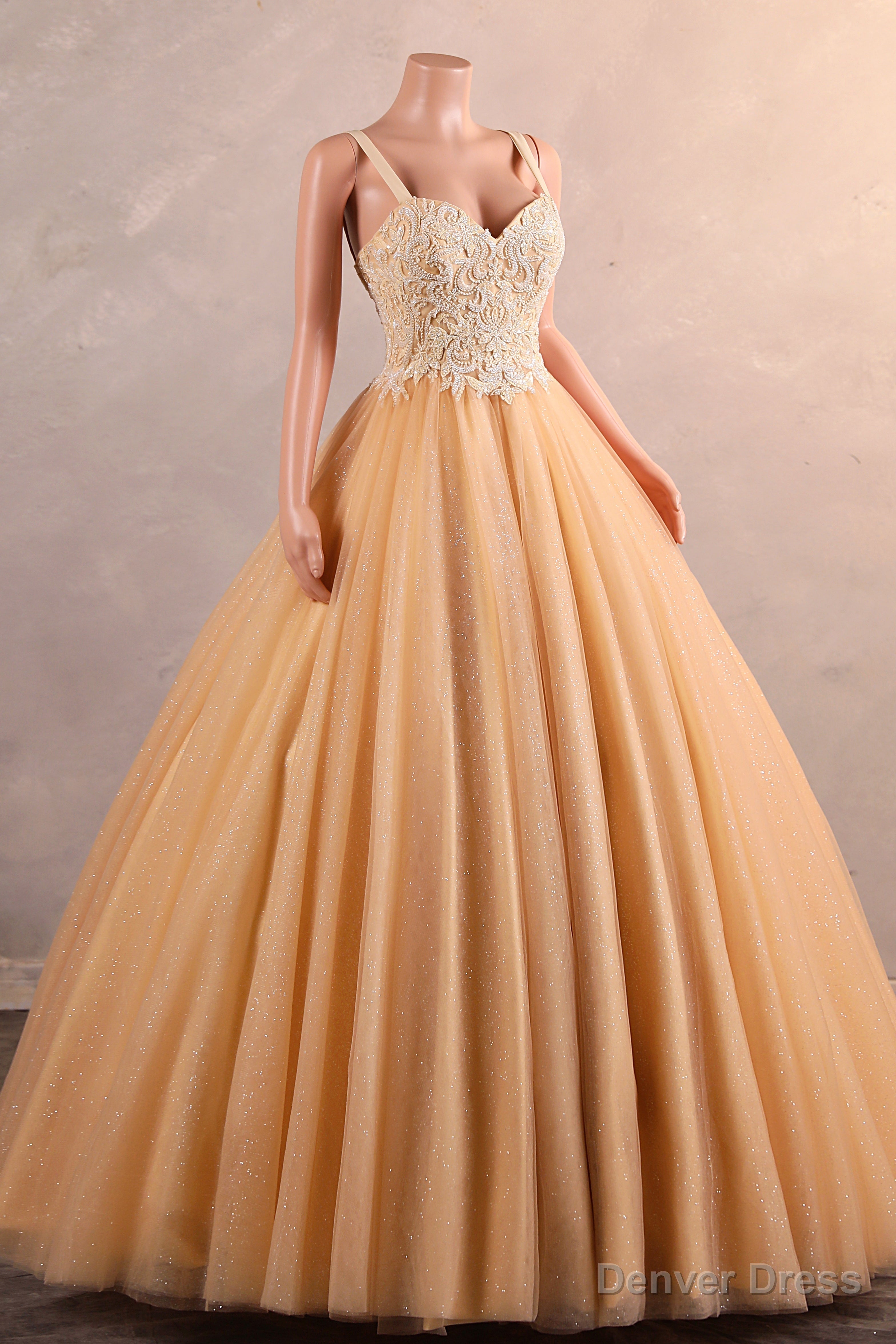 Light Orange Quinceanera Dresses Beaded Appliques A-line Tulle Long Ball Gowns Prom Dresses Secondary image